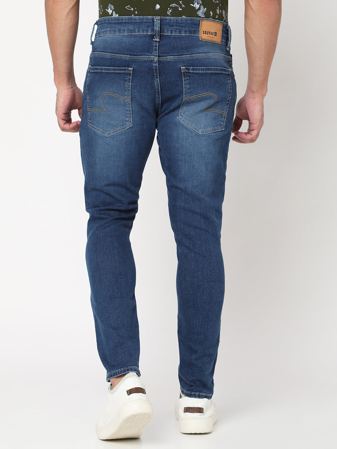 Spykar Men Mid Blue Cotton Slim Fit Tapered Length Jeans (Kano)