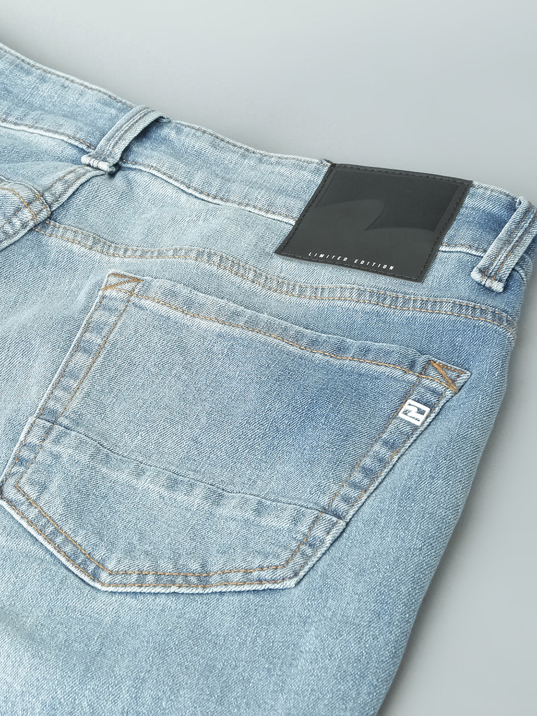 Spykar Limited Edition Light Blue Regular Fit Narrow Length Mid rise Knee Slit Premium Stretchable Denim Jeans For Men (Rover)