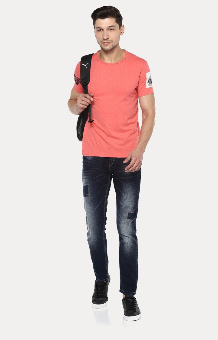 Spykar Men Coral Solid Slim Fit T-Shirt