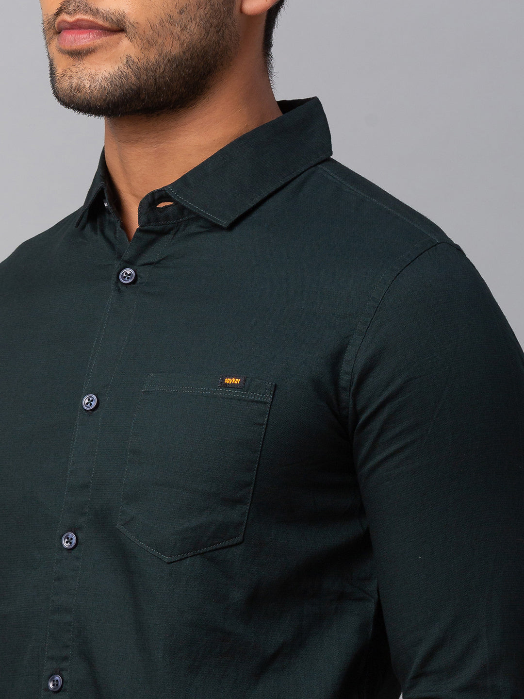 Spykar Men Green Cotton Slim Fit Shirt