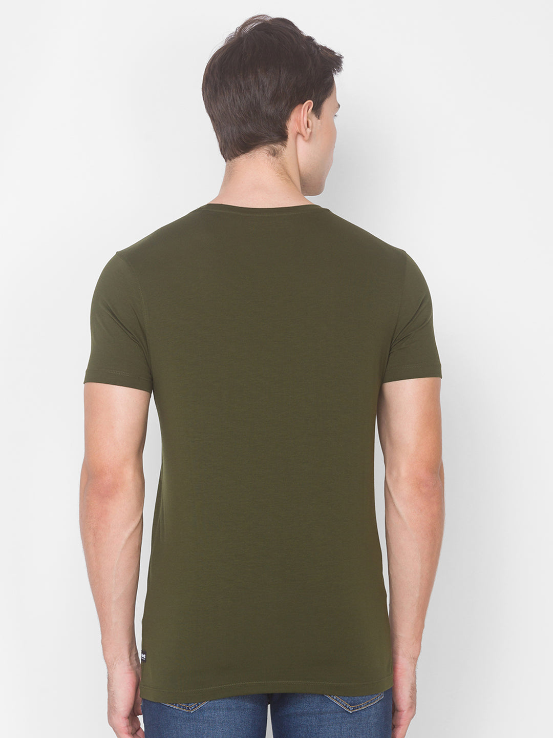 Spykar Green Cotton Men T-Shirt