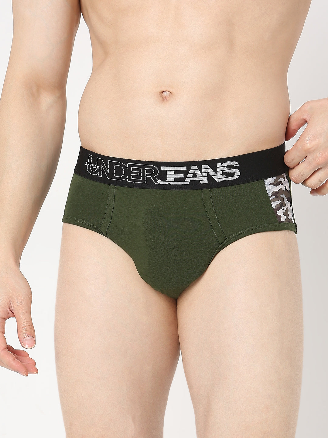 Underjeans by Spykar Men Premium Pack of 2 Grey - Olive Brief