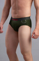Olive Cotton Brief For Men Premium- Underjeans By Spykar
