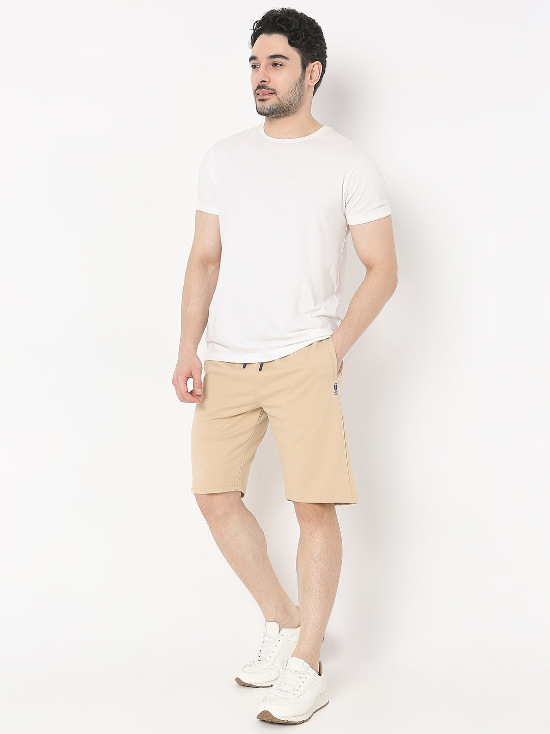 Underjeans by Spykar Men Premium Knitted Beige Shorts