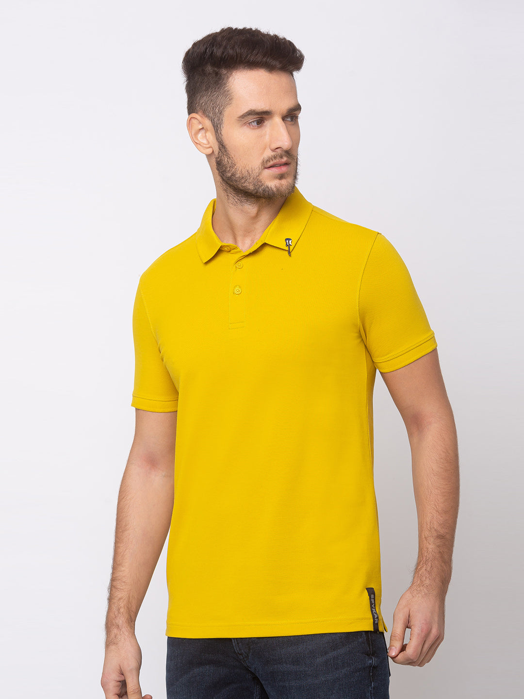 Spykar Men Sulphur Yellow Blended Slim Fit T-Shirt