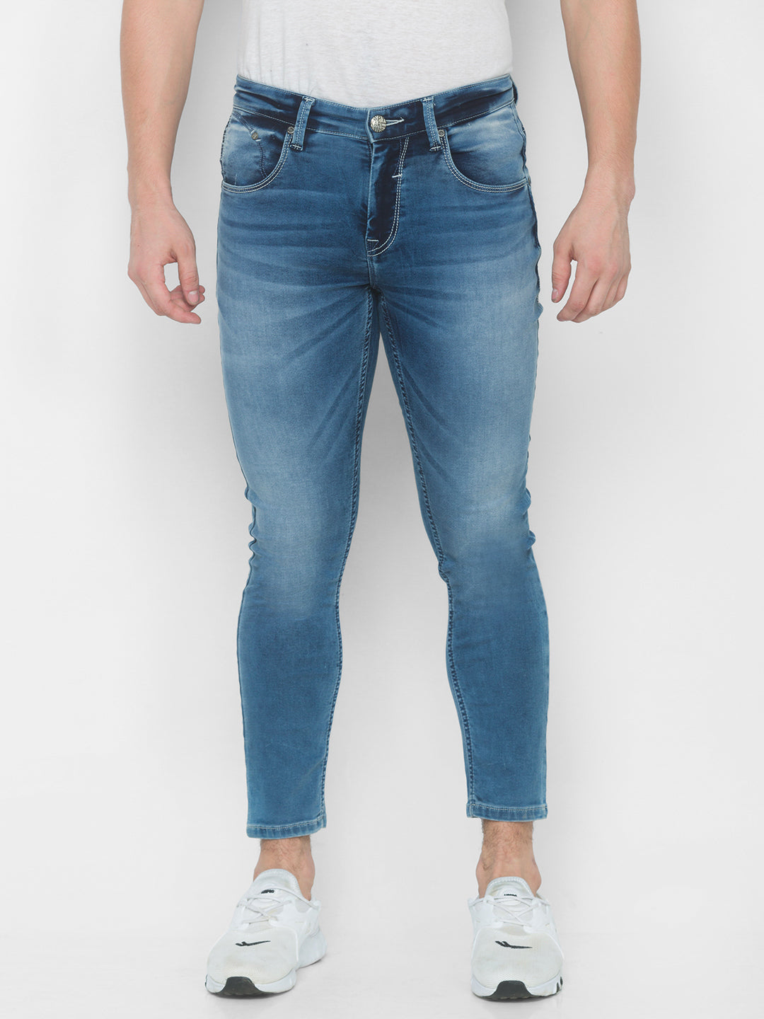 Spykar Men Mid Blue Solid Slim Mid-Rise Jeans (Kano)