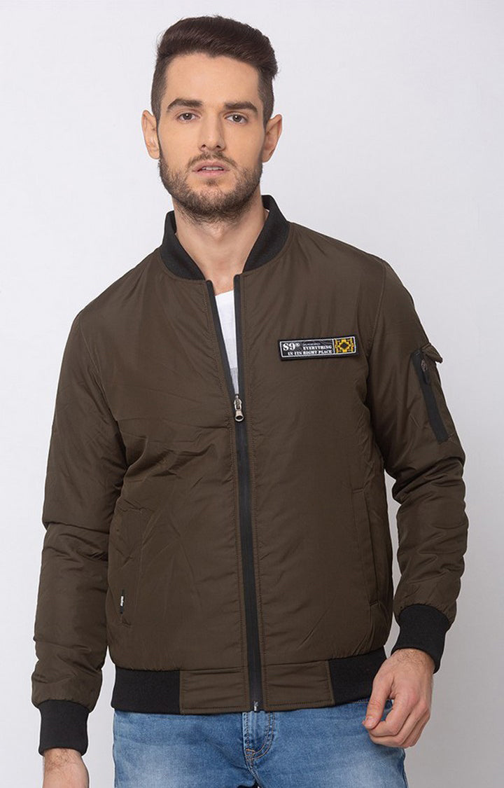 Spykar Men Forest Green Cotton Straight Fit Jacket