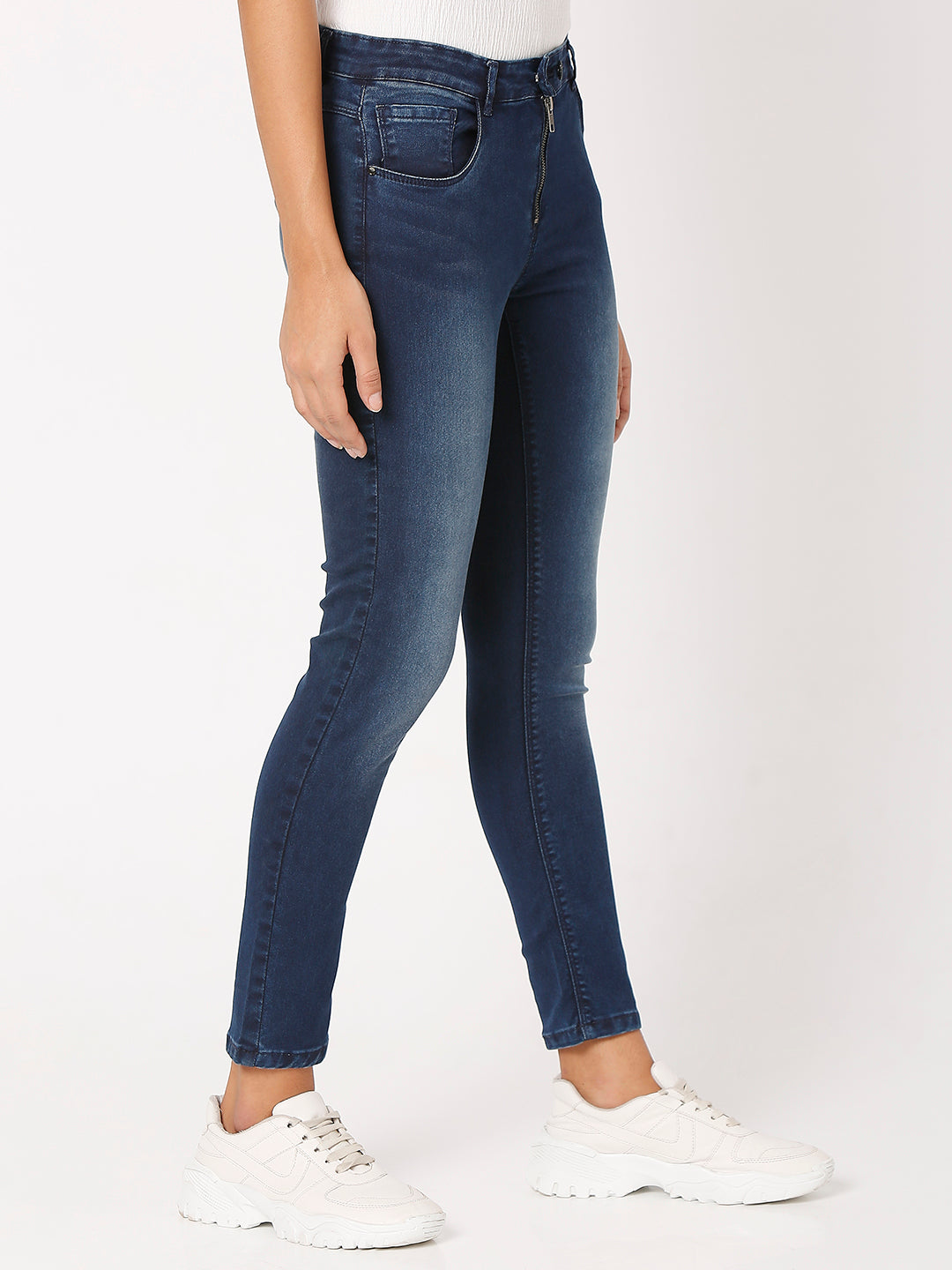 Spykar Women Blue Cotton Straight Fit Regular Length Jeans - (Actif)