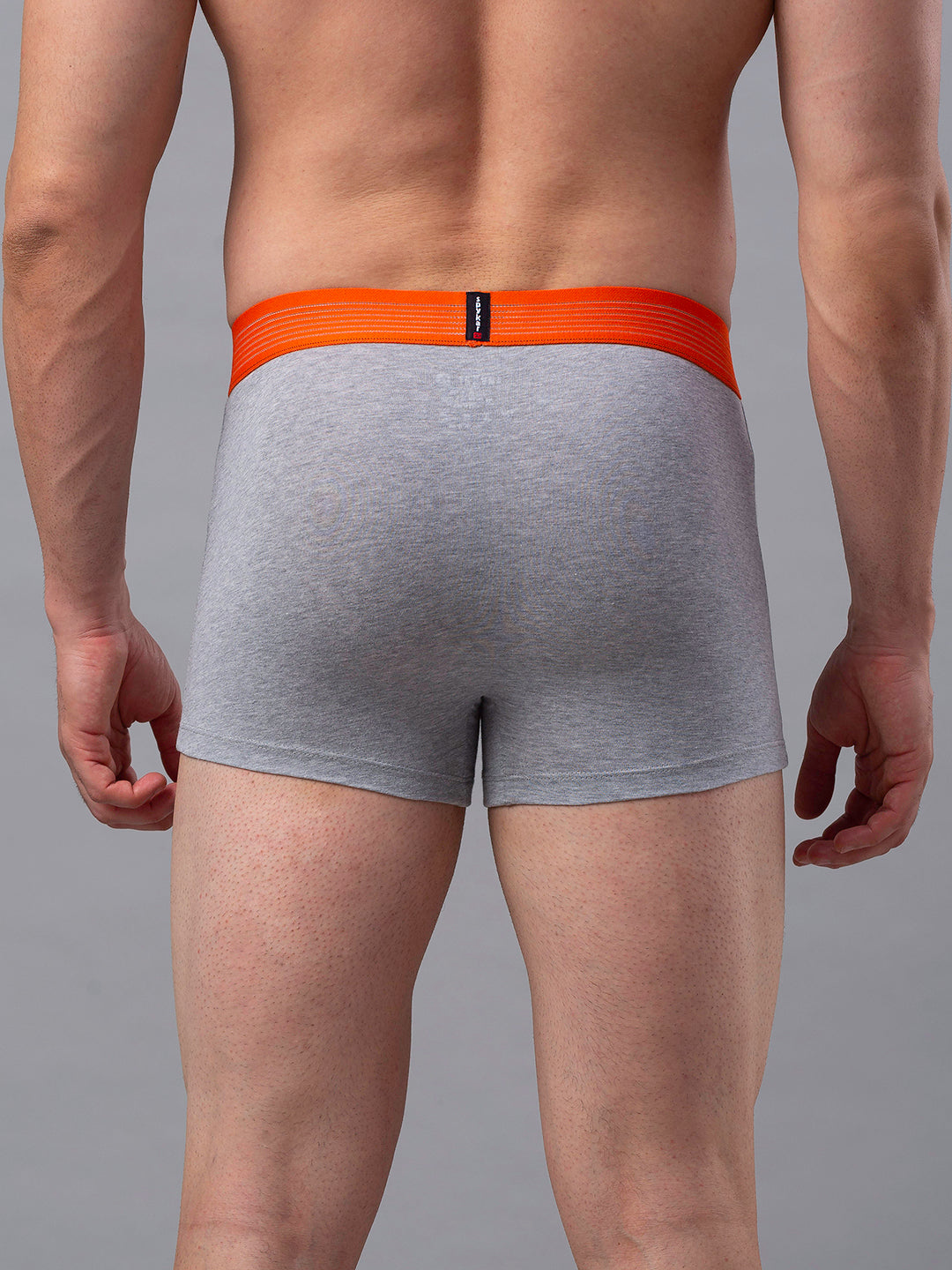 Men Premium Grey-Orange Cotton Blend Trunk- UnderJeans by Spykar