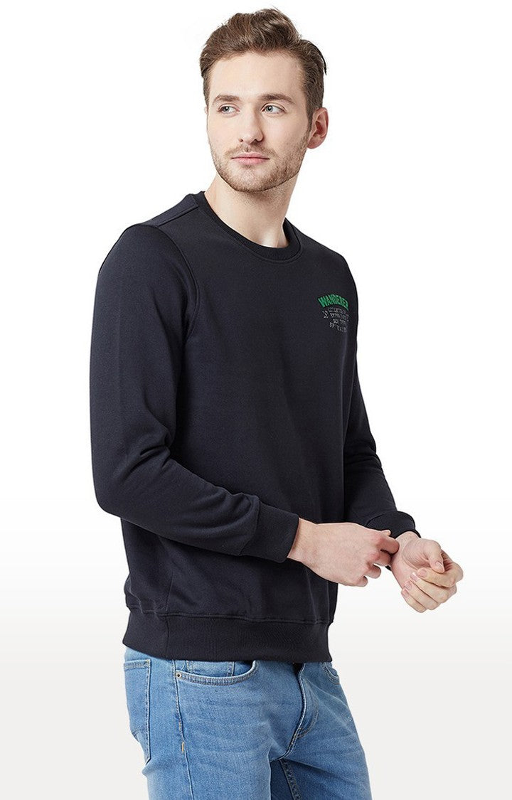 Spykar Navy Solid Slim Fit Sweatshirt