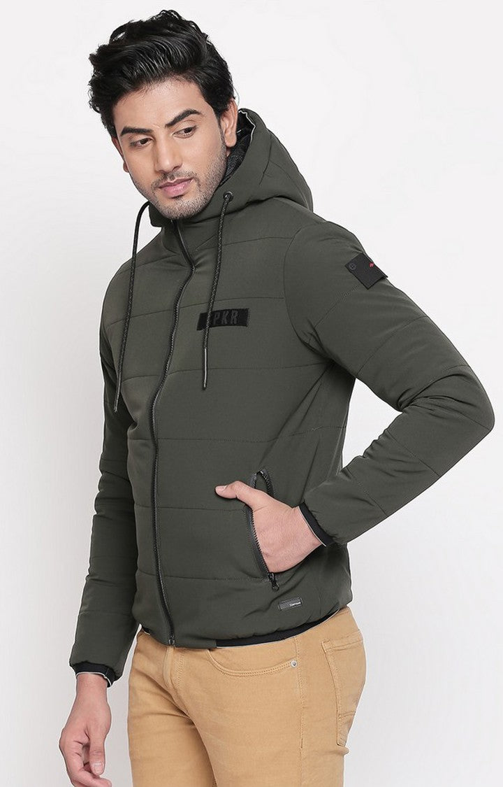 Spykar Men Olive Solid Hoodie