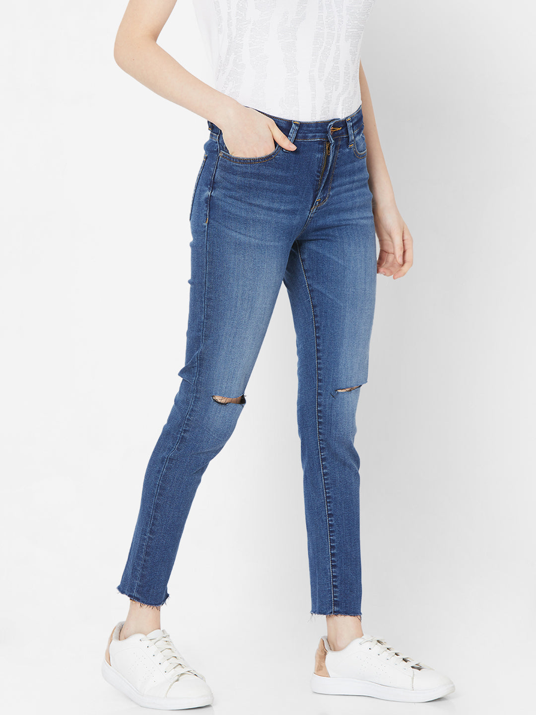 Spykar Women Mid Blue Solid Skinny Mid-Rise Jeans (Adora)