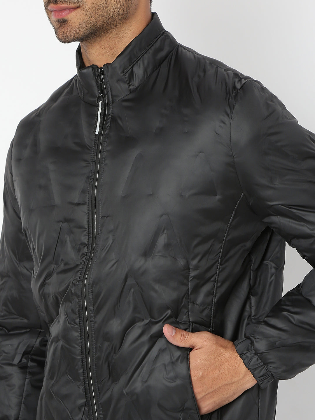 Spykar Men Black Nylon Regular Fit Jacket