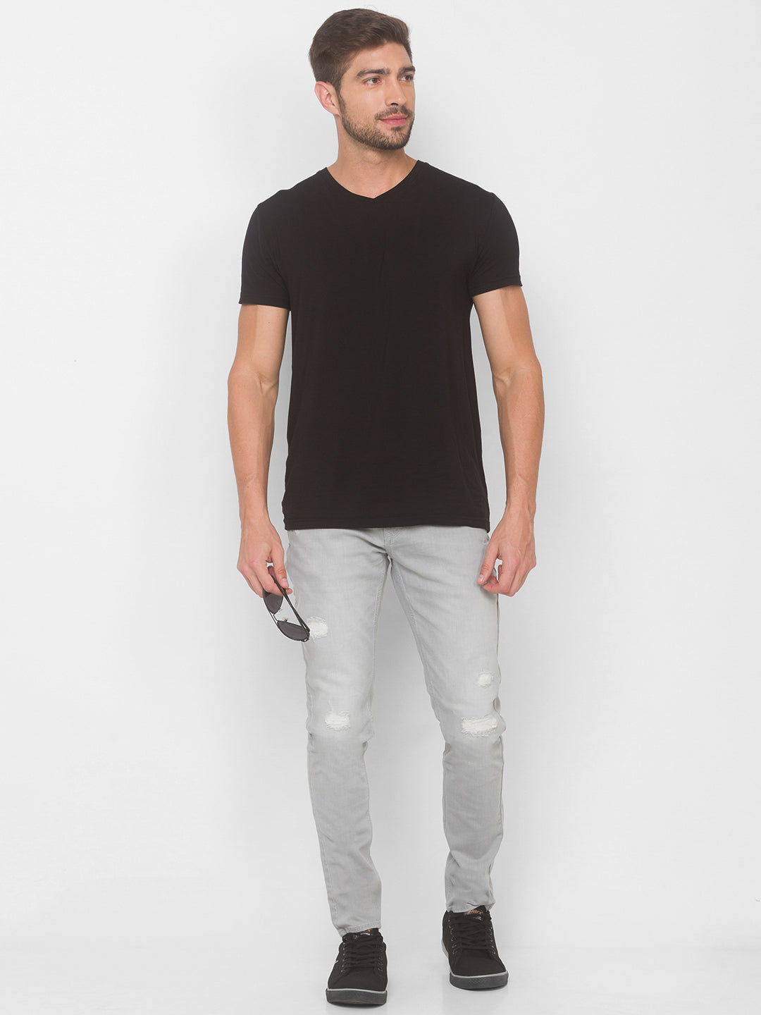 Spykar Men Grey Cotton Slim Fit Tapered Length Jeans (Kano)