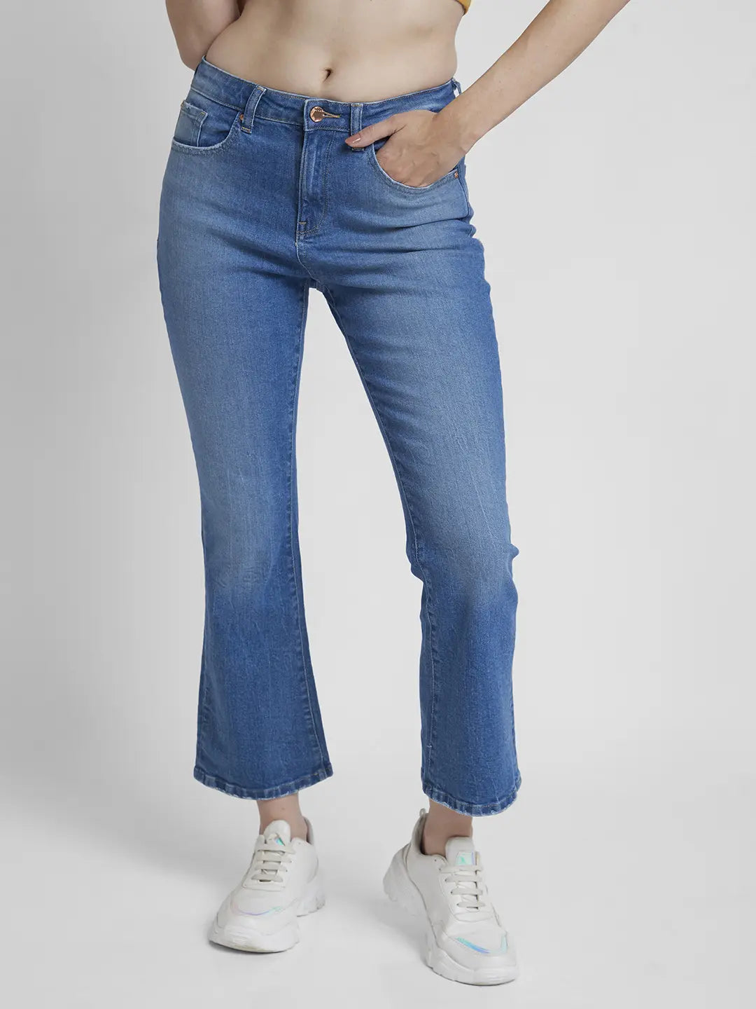 Ankle length boot cut best sale jeans