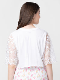 Spykar Women White Cotton Plain Crop Top