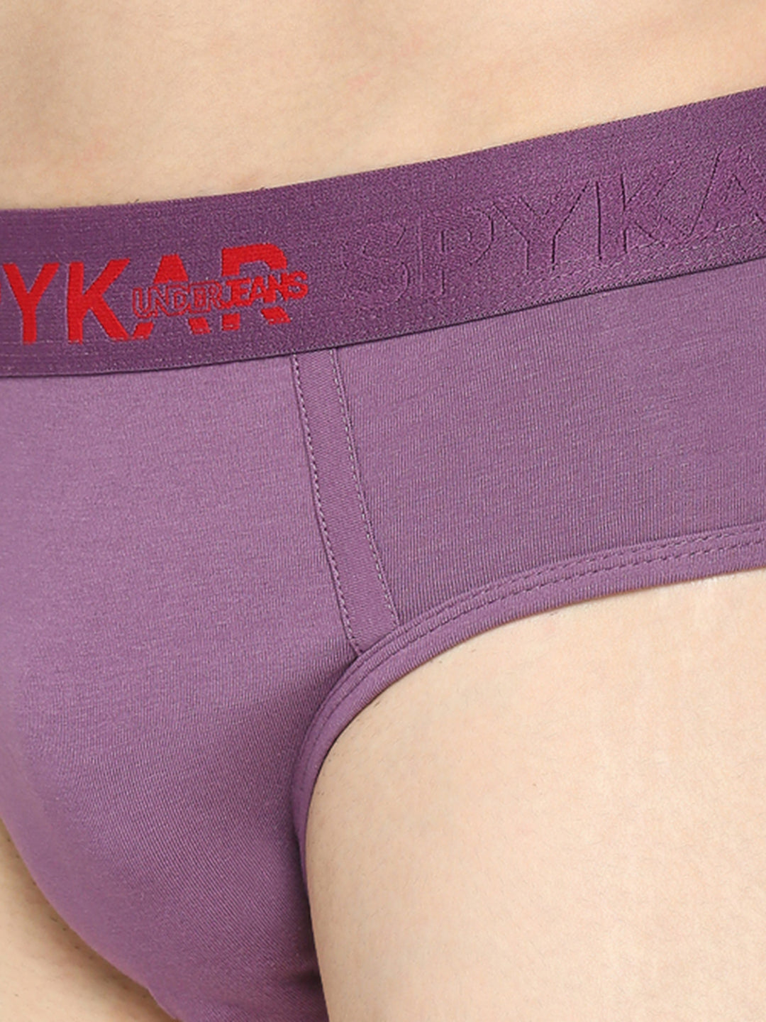 Underjeans By Spykar Men Premium Dull Purple Cotton Blend Brief