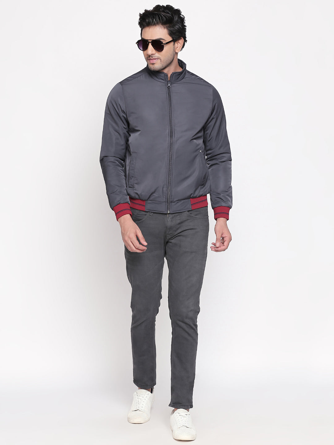 Spykar Grey Polyester Regular Fit Jacket For Men