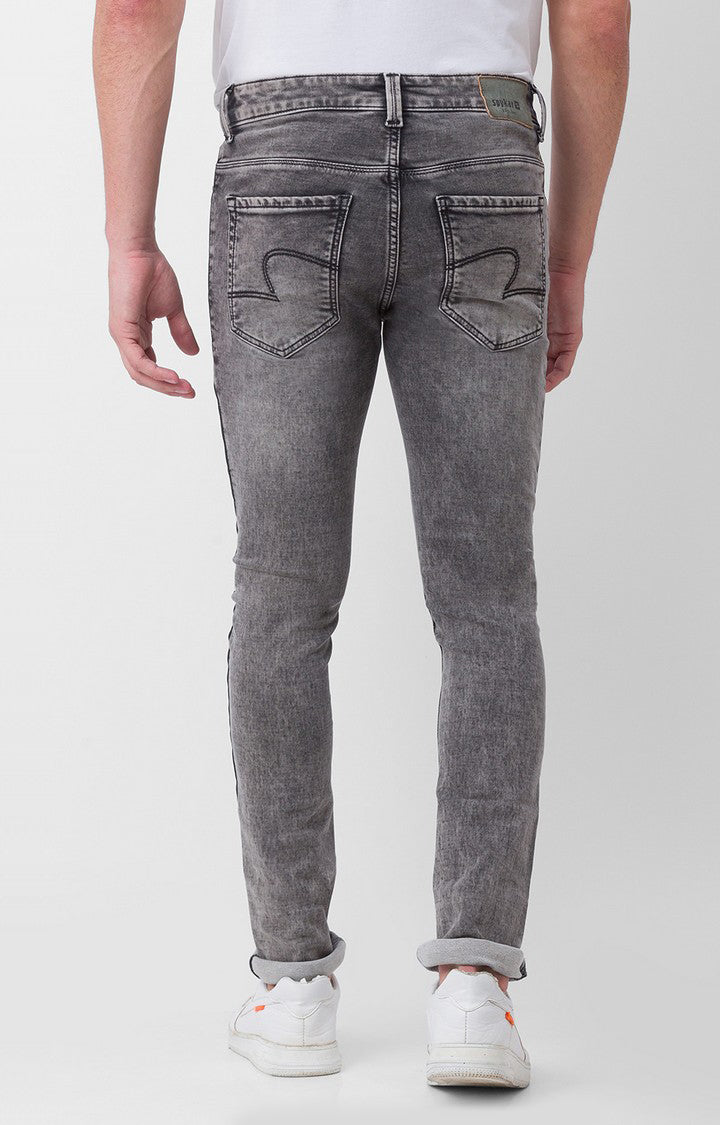 Spykar Grey Cotton Super Slim Fit Tapered Length Jeans For Men (Super Skinny)