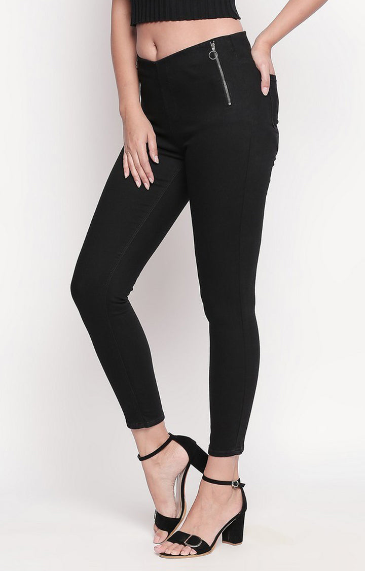 Spykar Women Black Cotton Skinny Fit Regular Length Jeggings (Ynr)