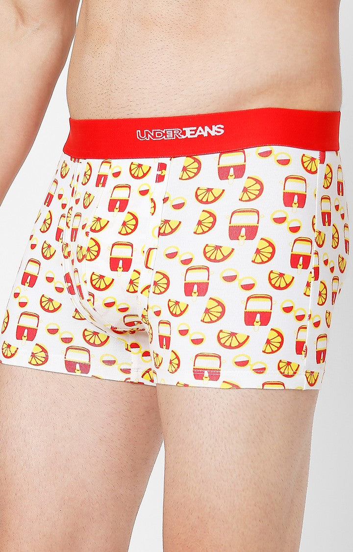 Underjeans By Spykar Men Premium Red Cotton Blend Printed Trunk