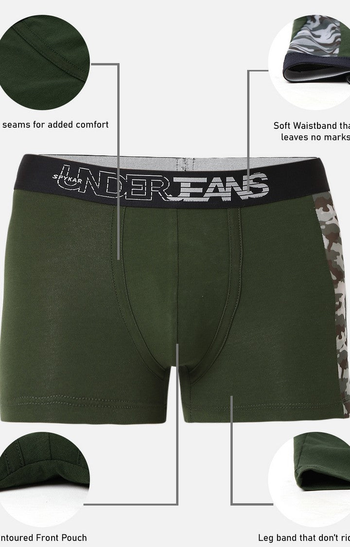 Underjeans By Spykar Men Premium Olive Cotton Blend Trunk