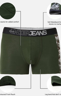 Underjeans By Spykar Men Premium Olive Cotton Blend Trunk