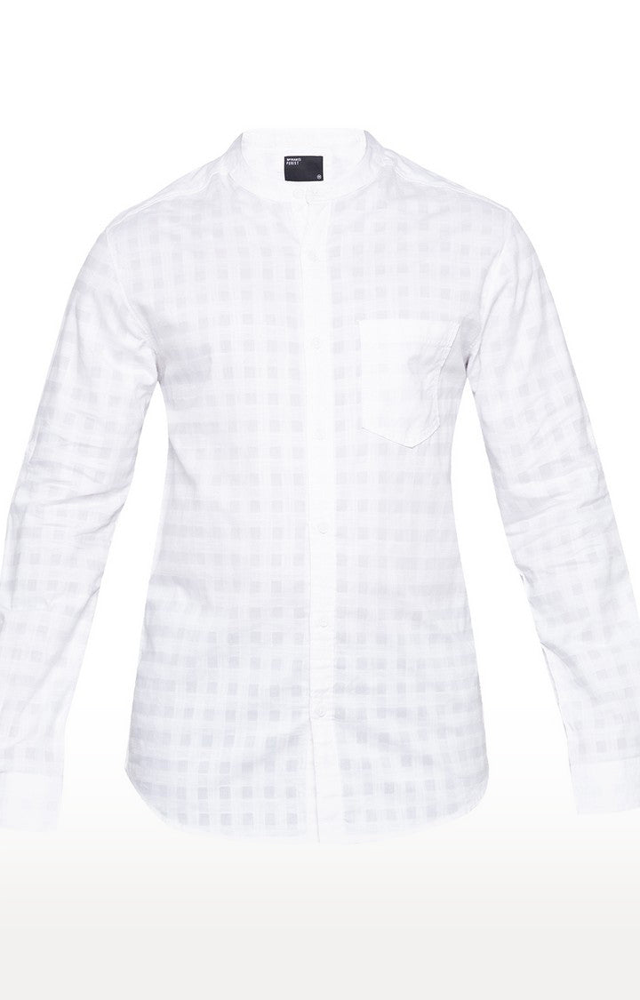 Spykar Men'S White Cotton Checked Casual Shirts