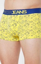 Men Premium Yellow Cotton Blend Printed Trunk- Underjeans By Spykar