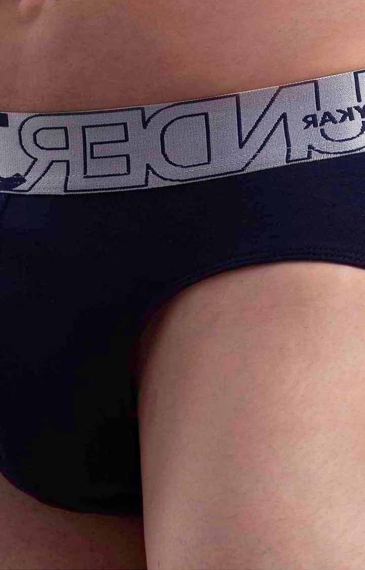 Underjeans By Spykar Navy Blue Briefs For Men