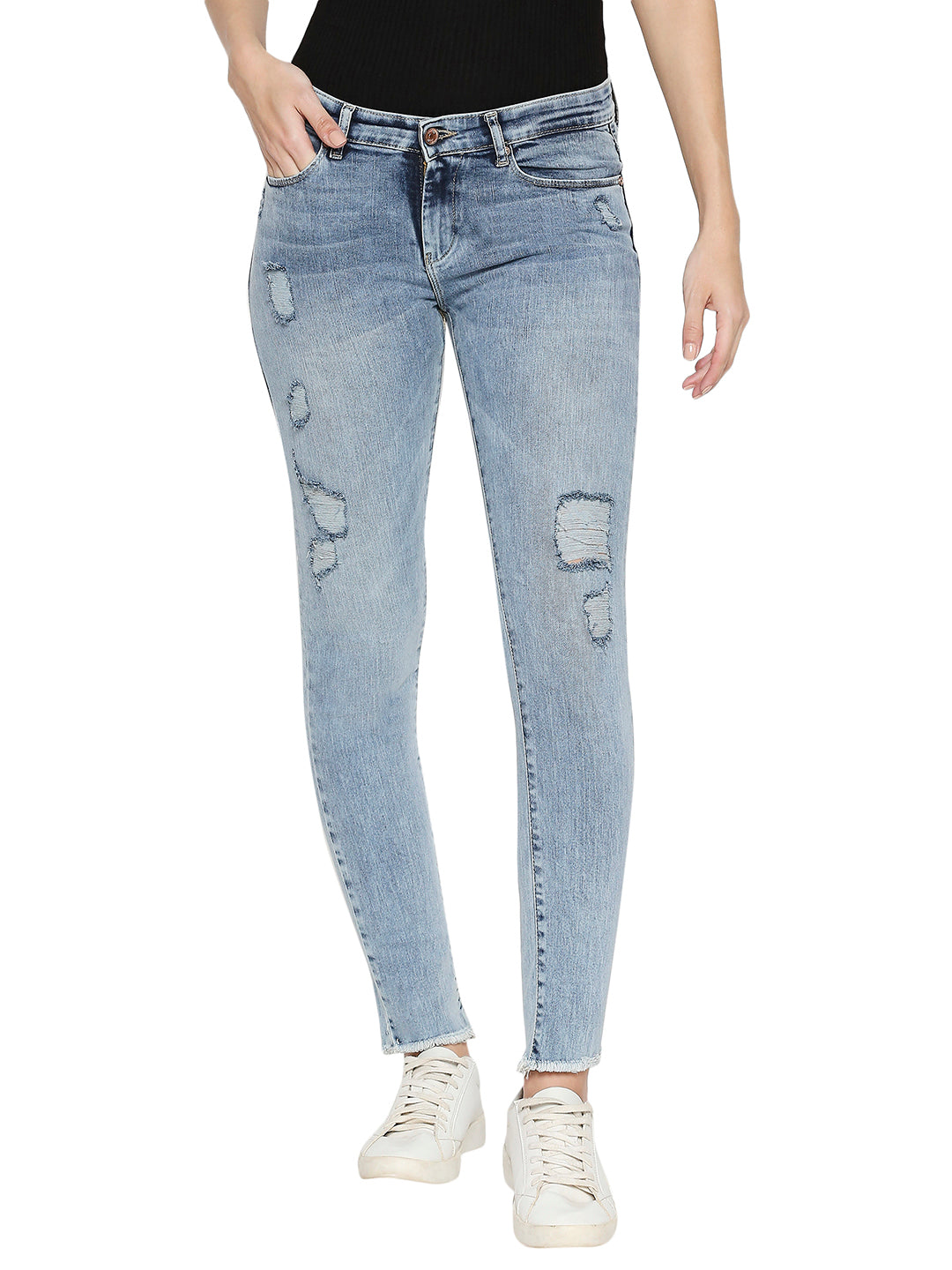 Spykar Women Blue Cotton Jeans