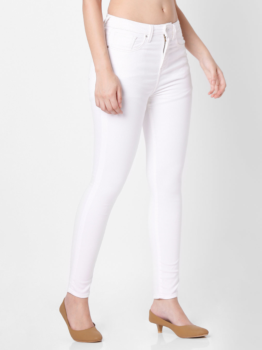 Spykar Women White Cotton Super Skinny Fit Ankle Length Jeans (Alexa)