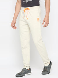 Men Premium Cotton Blend Ecrumelange Trackpant- Underjeans By Spykar