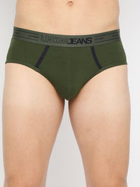 Underjeans By Spykar Men Premium Olive Cotton Blend Brief