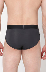 Underjeans By Spykar Grey Solid Briefs For Men