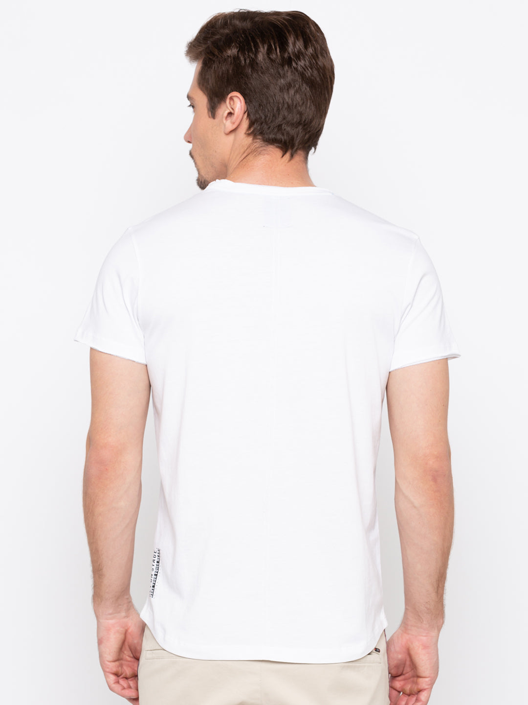 Spykar Men White Printed Slim Fit T-Shirt