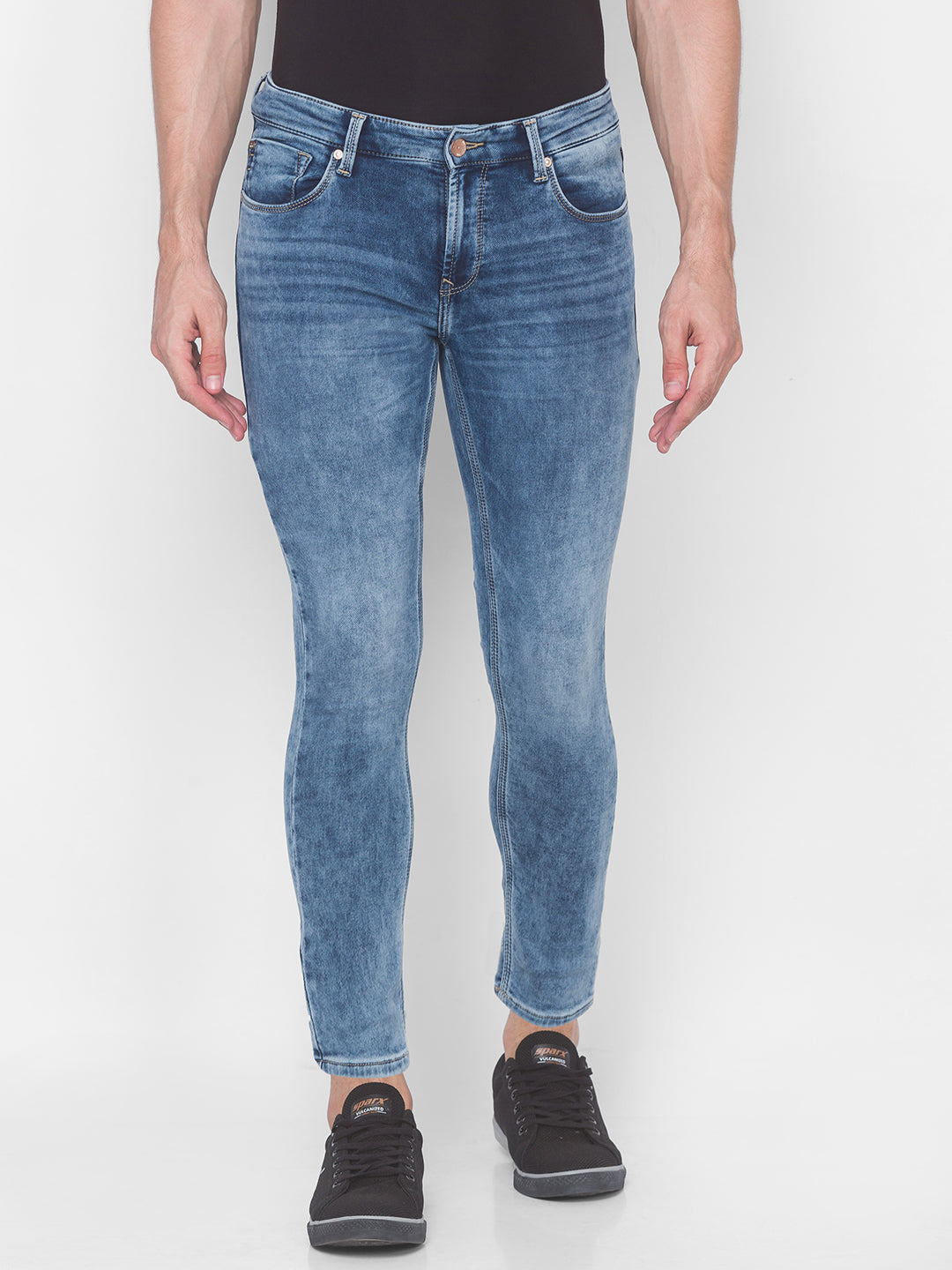 Spykar Men Blue Cotton Slim Fit Tapered Length Jeans (Kano)