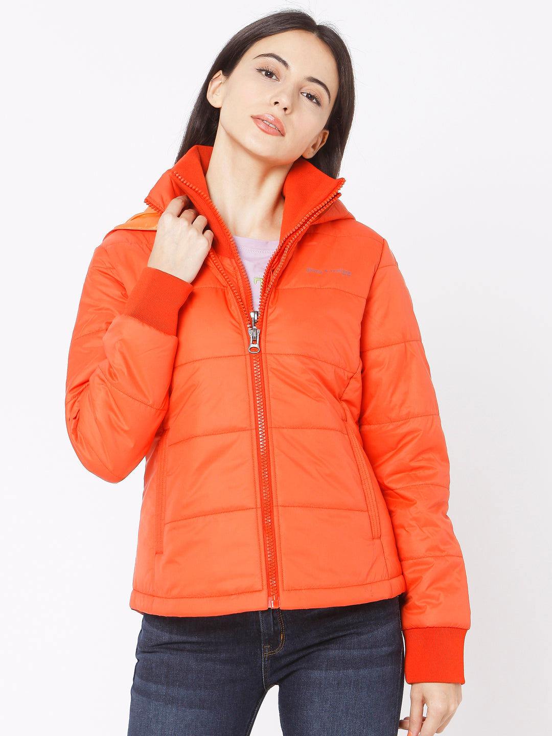 Spykar Orange Polyester Women Jacket