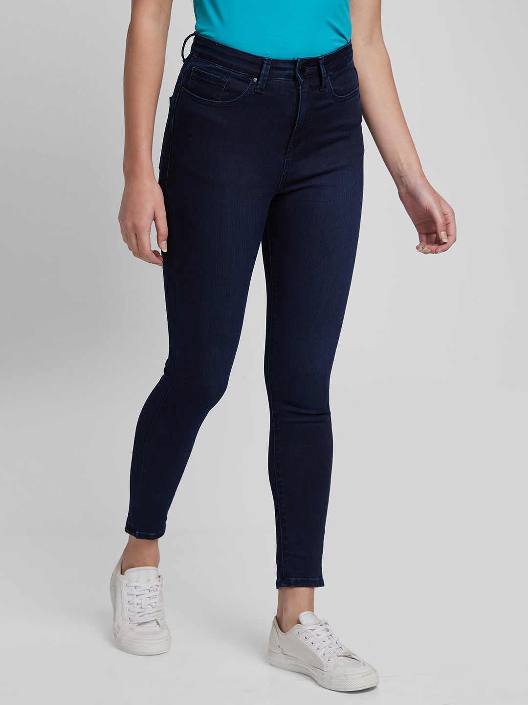 Spykar Women Dark Blue Lycra Skinny Fit Regular Length Jeans (Adora)