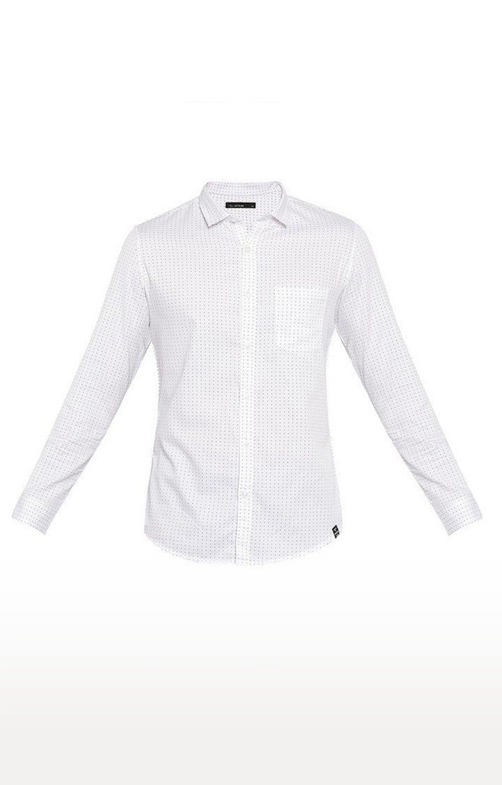 Spykar Men White Micro Ditsy Print Regular Slim Fit Shirt