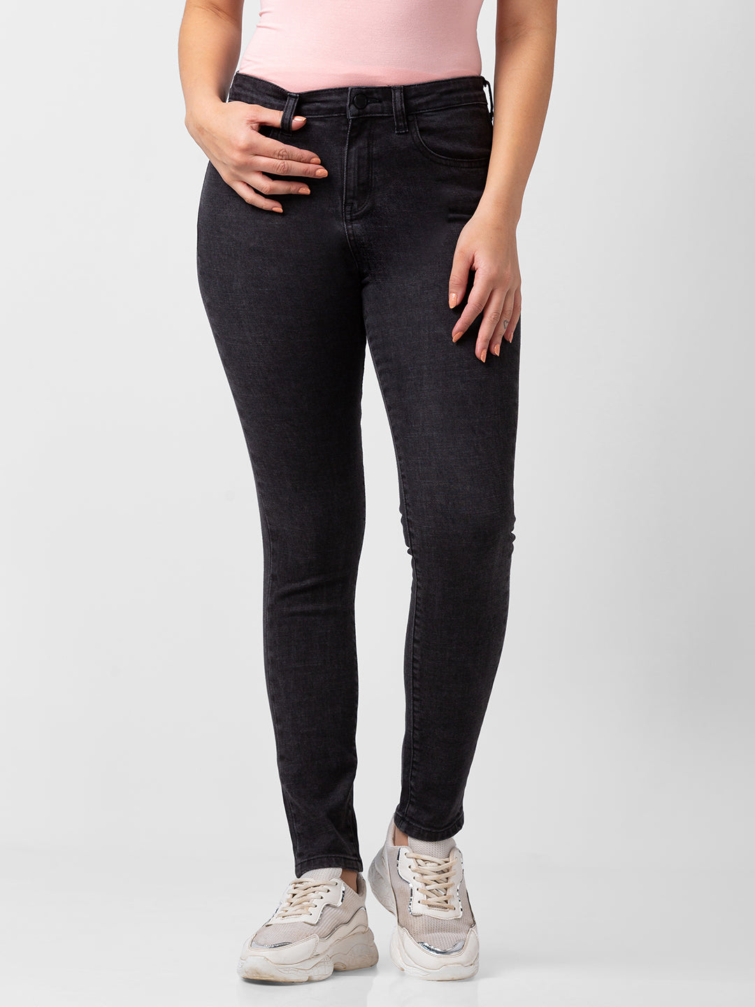 Spykar Women Black Lycra Skinny Fit Regular Length Jeans (Adora)