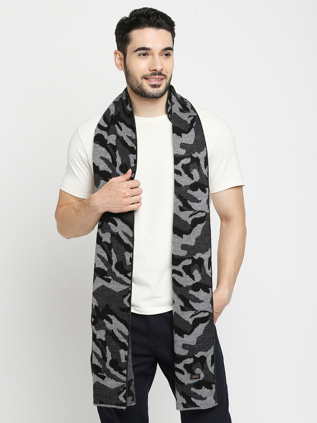 Spykar Black Camo Cotton Muffler