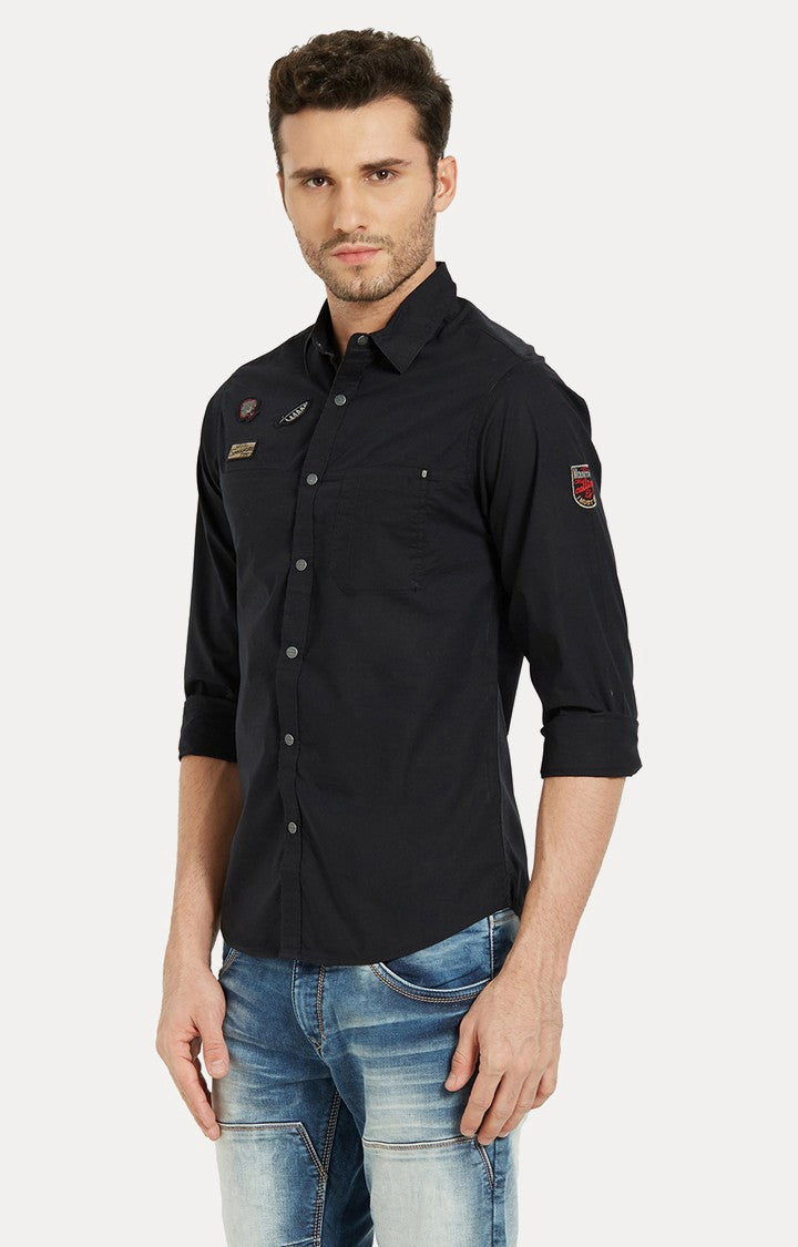 Spykar Men'S Black Cotton Solid Casual Shirts