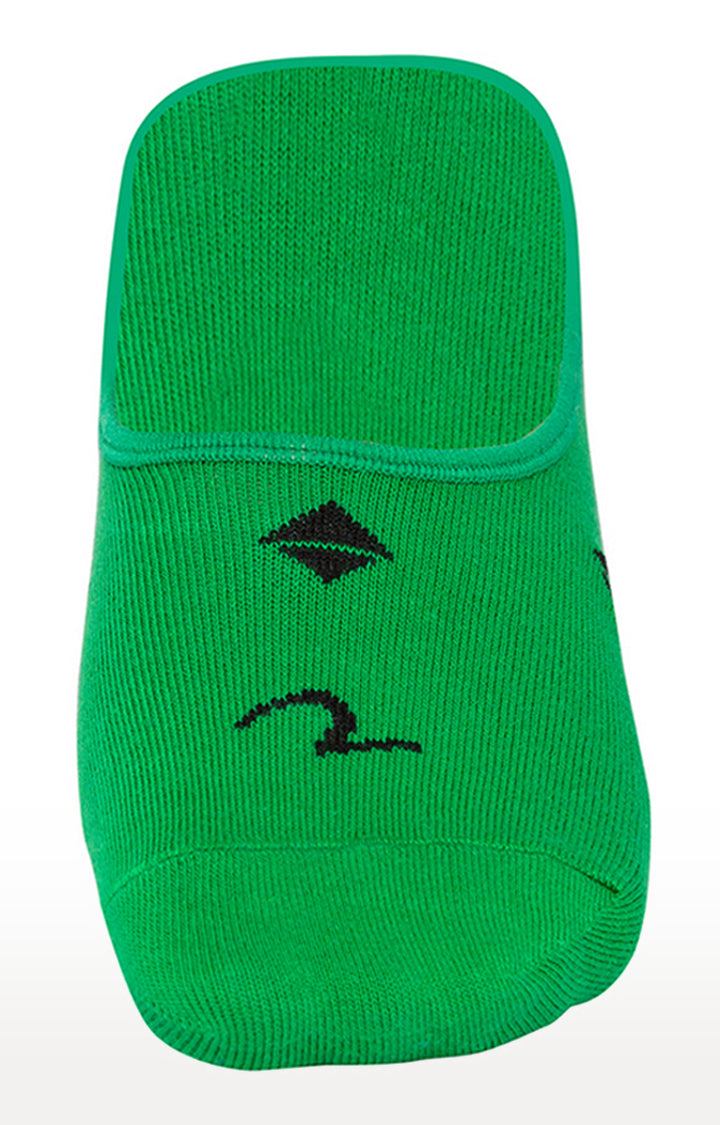 Spykar Green and Blue Printed Ped Socks - Pack Of 2