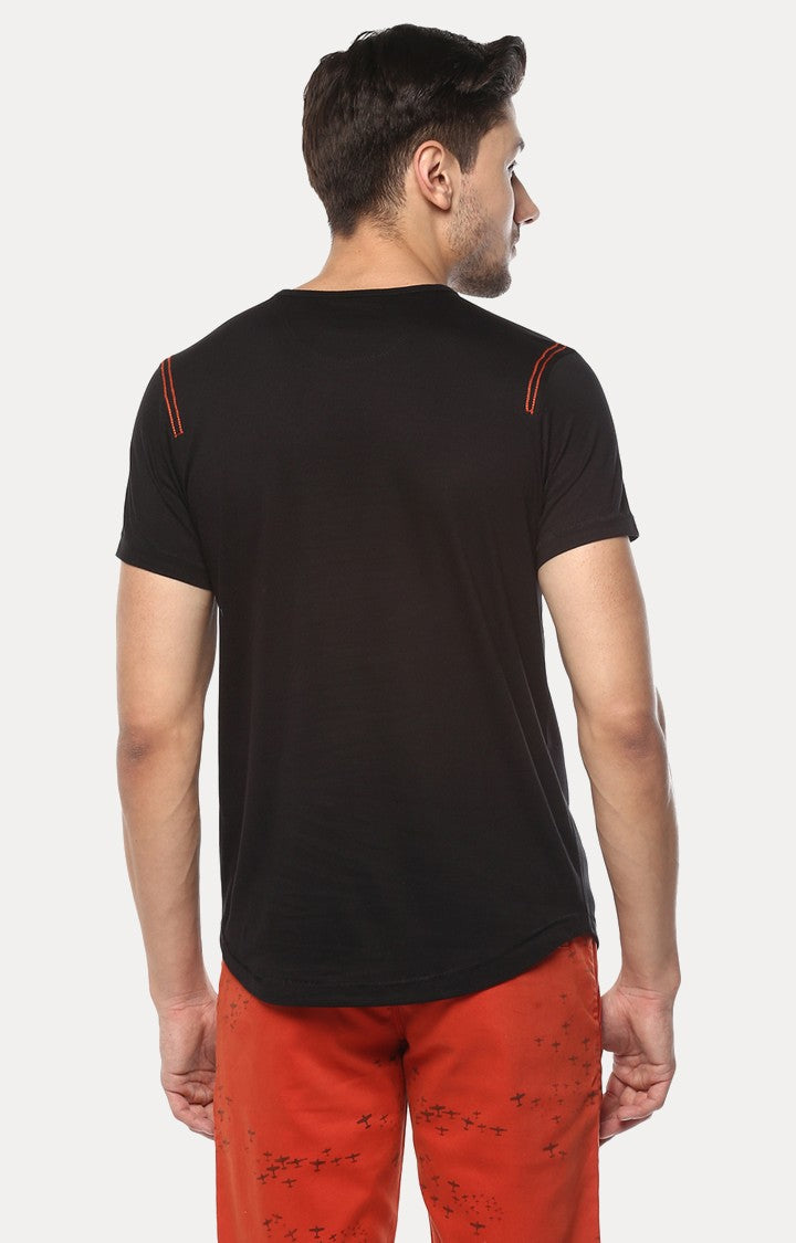 Spykar Black Printed Slim Fit Men T-Shirts