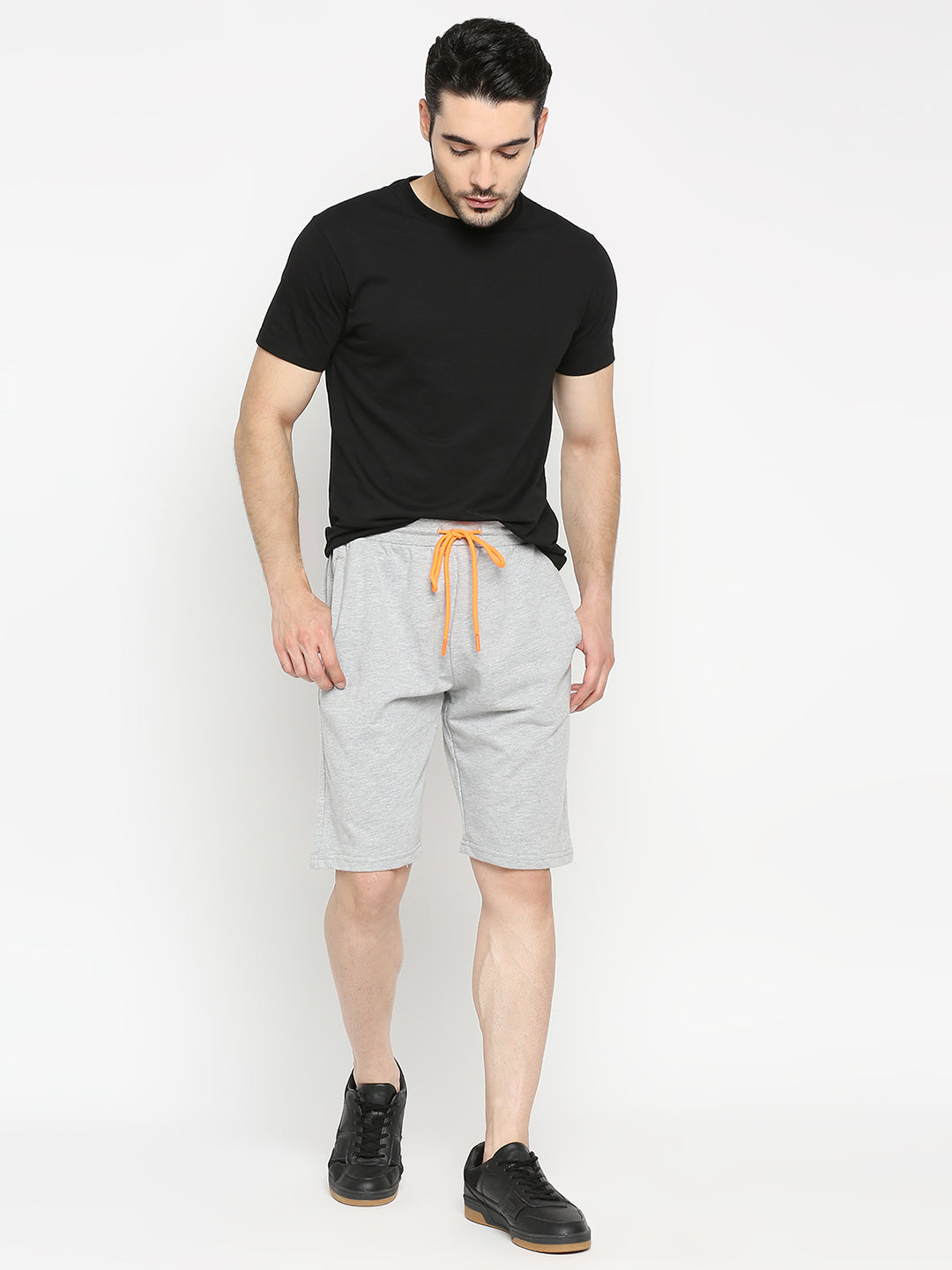 Men Grey Cotton Blend Shorts - Underjeans by Spykar