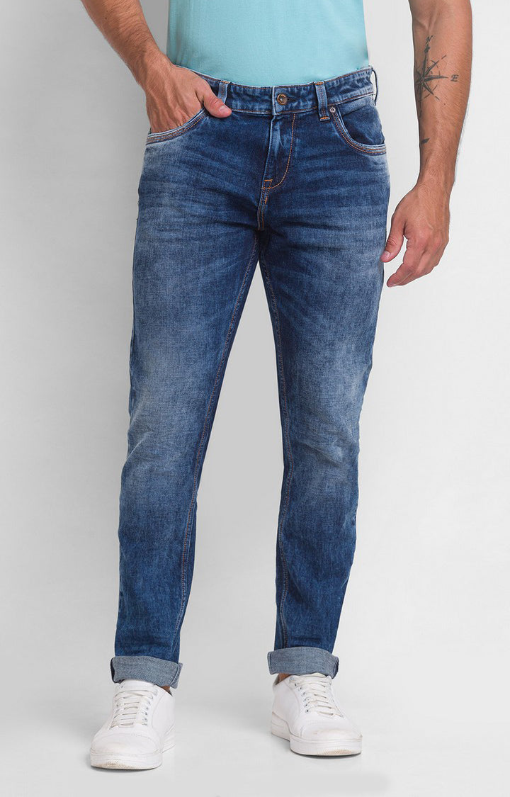 Buy Spykar Mens Cotton Mid Blue Solid Jeans at Amazon.in