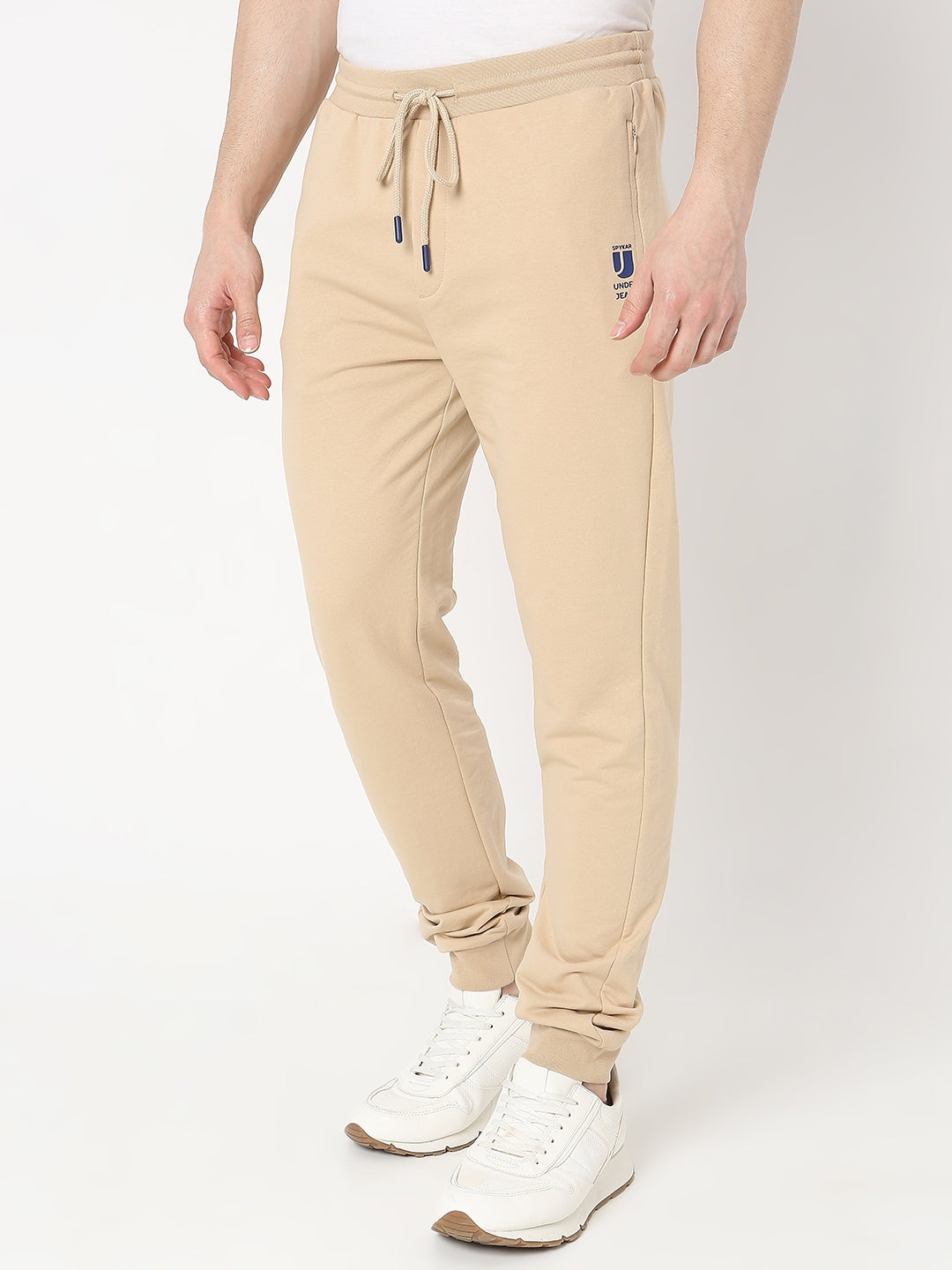 Underjeans by Spykar Men Premium Knitted Beige Trackpant