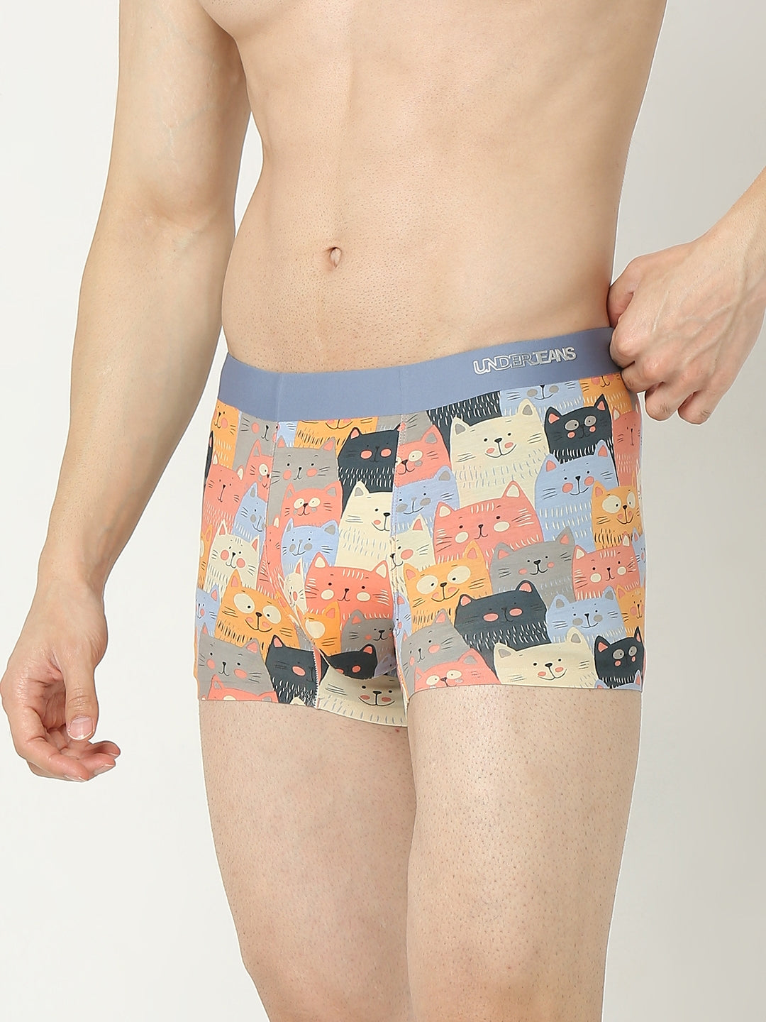 Underjeans By Spykar Men Super Premium Printed Bonded Elastic Orange Trunk