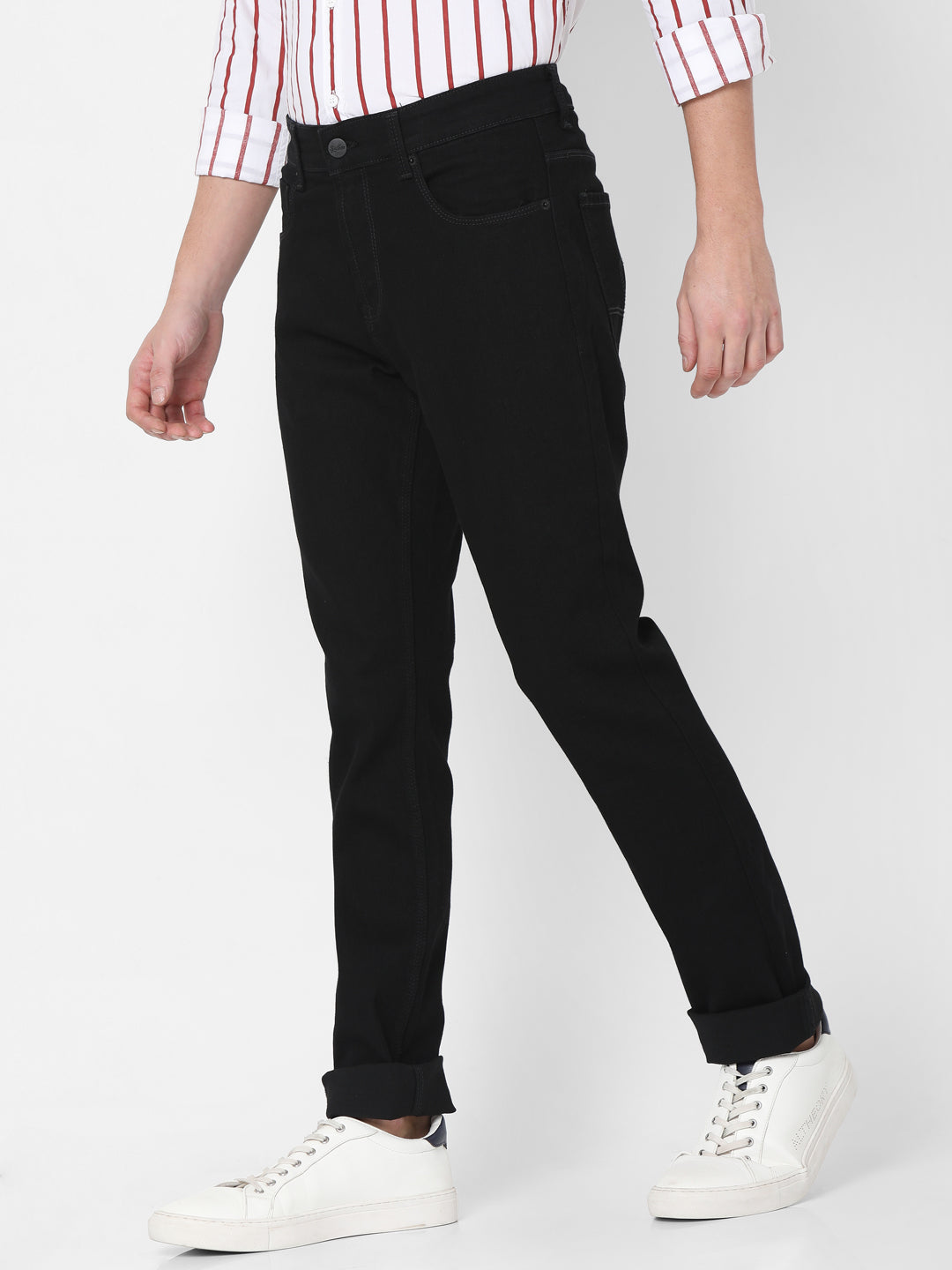 Spykar Men Black Cotton Regular Fit Straight Fit Jeans (Rico)